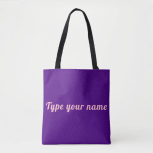 Your Name on Purple Tote Bag