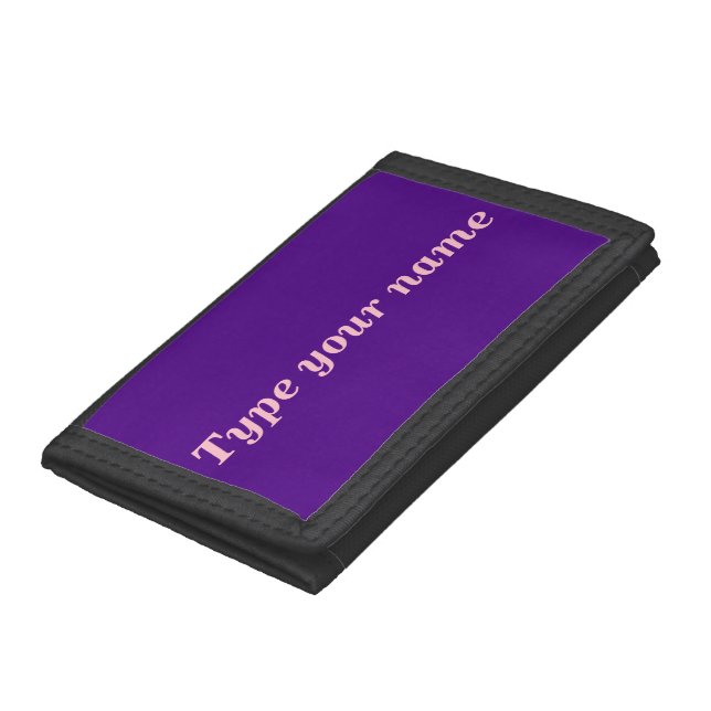 Your Name on Purple Trifold Nylon Wallet (Bottom)