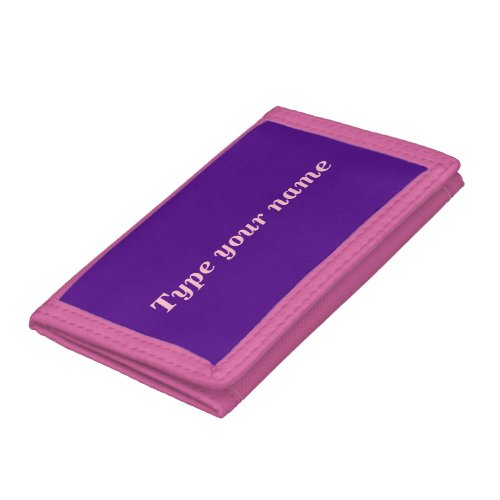 Your Name on Purple Trifold Nylon Wallet
