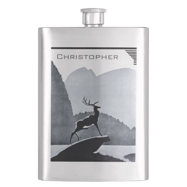 Your Name on this Lake Stag Flask (Front)