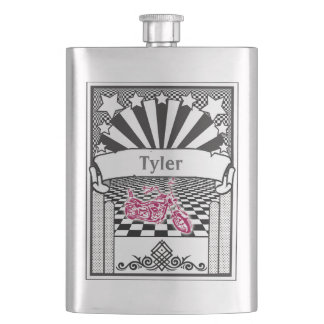 Your Name on this Motorcycle Racer Flask