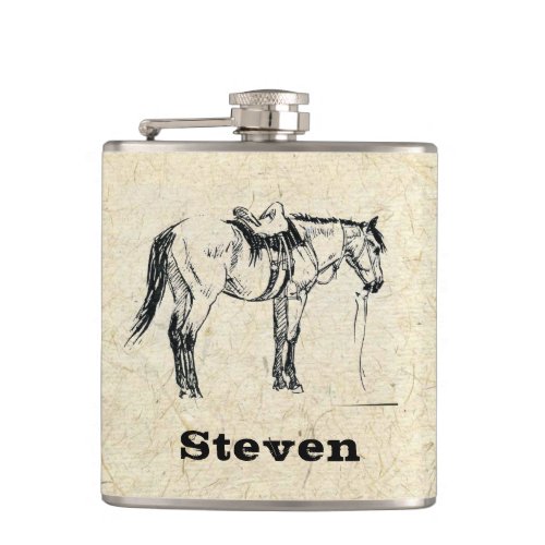 Your Name on this Saddled Horse Flask