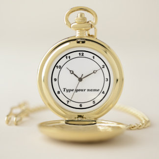 Your Name on White Colored Dial Pocket Watch