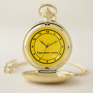 Your Name on Yellow Colored Dial Pocket Watch