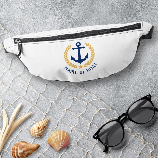 Your Name or Boat Anchor Gold Laurel Star Fanny Pack (Creator Uploaded)