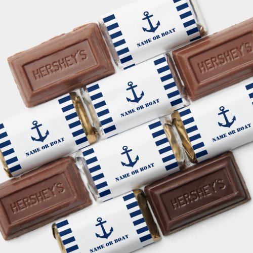 Your Name Or Boat Classic Anchor Blue White Stripe Hersheys Miniatures