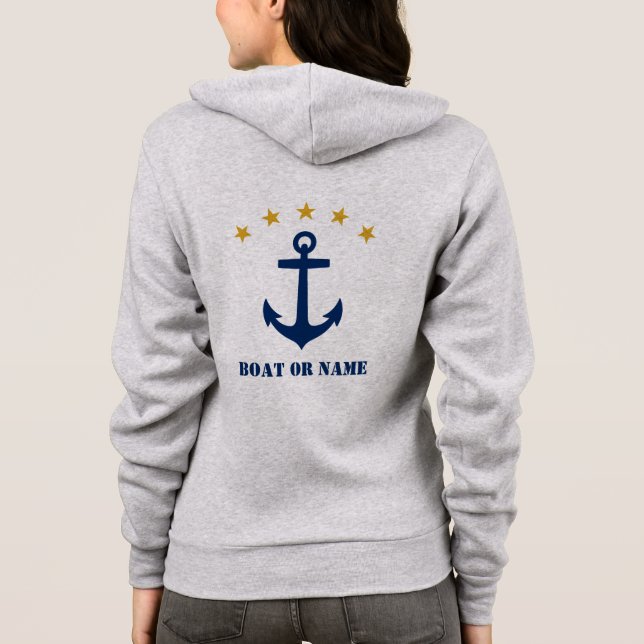 Your Name or Boat Classic Anchor Navy Gold Hoodie (Back)