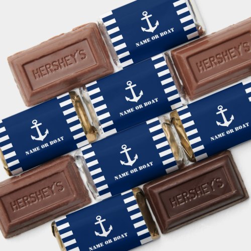 Your Name Or Boat Classic Anchor Stripes Navy Blue Hersheys Miniatures