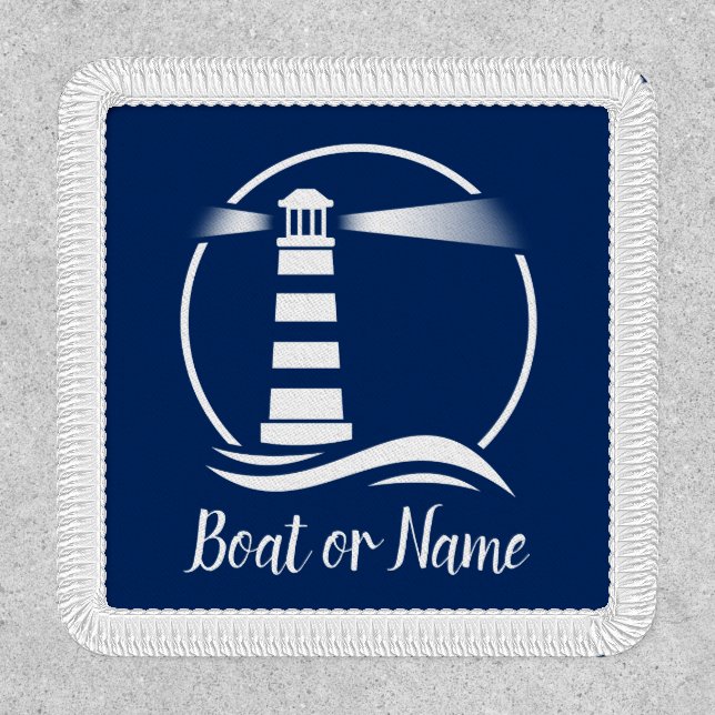 Your Name or Boat Lighthouse Navy Blue White Patch (Front)