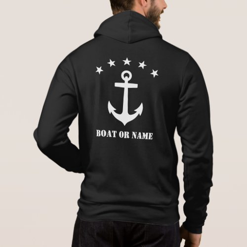 Your Name or Boat Name Classic Anchor Black White Hoodie