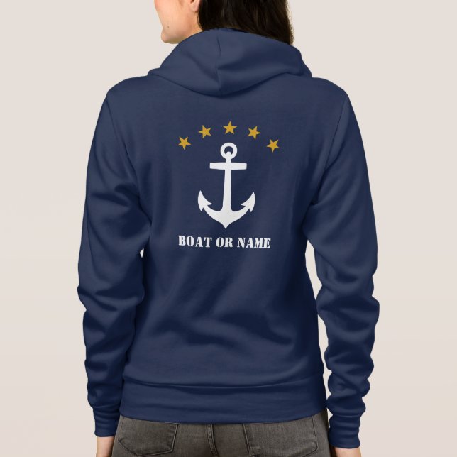 Your Name or Boat Name Classic Anchor Gold 5 Star Hoodie (Back)