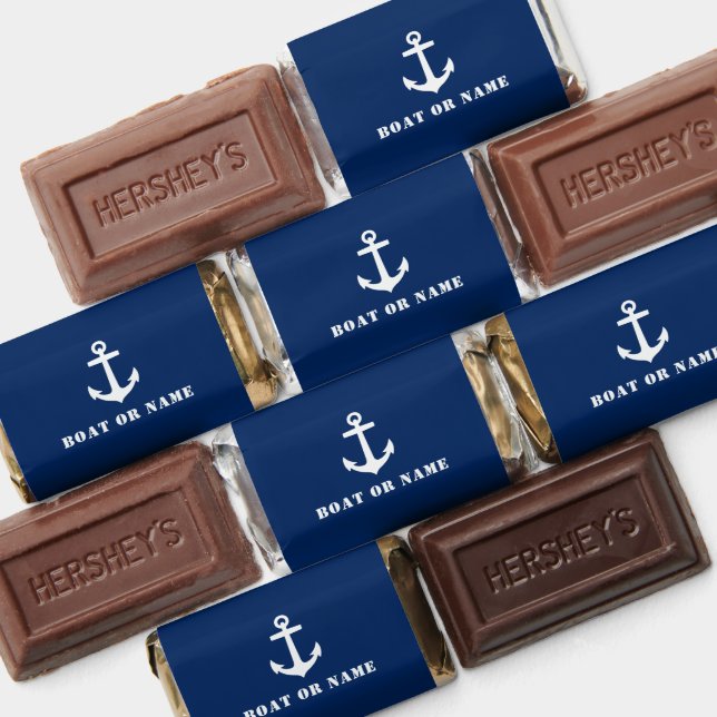 Your Name Or Boat Name Classic Anchor Navy Blue Hershey's Miniatures (Assorted)