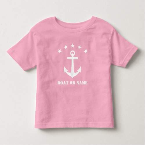 Your Name or Boat Name Classic Anchor Pink  White Toddler T_shirt