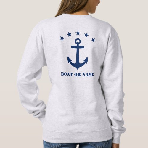 Your Name or Boat Name Classic Anchor Stars Gray Sweatshirt