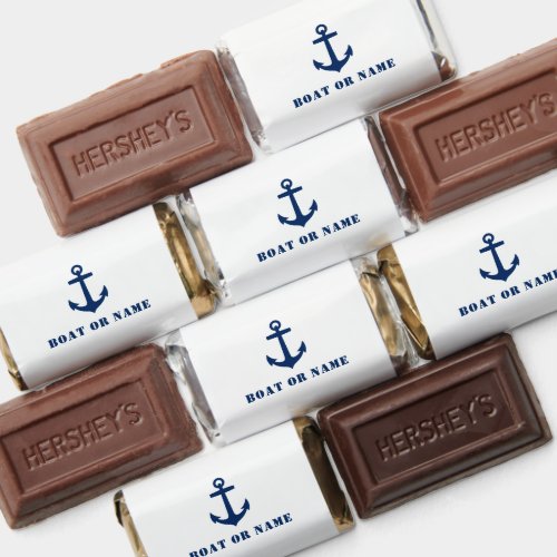 Your Name Or Boat Name Classic Anchor White  Blue Hersheys Miniatures