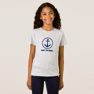 Your Name or Boat Name Sea Anchor Navy Blue & Gray T-Shirt