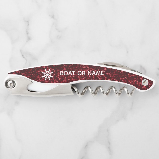 Your Name or Boat Name Ship Wheel   Waiter's Corkscrew (Front)