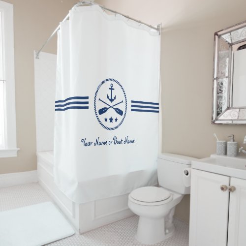 Your Name or Boat Nautical Anchor  Crossed Oars Shower Curtain