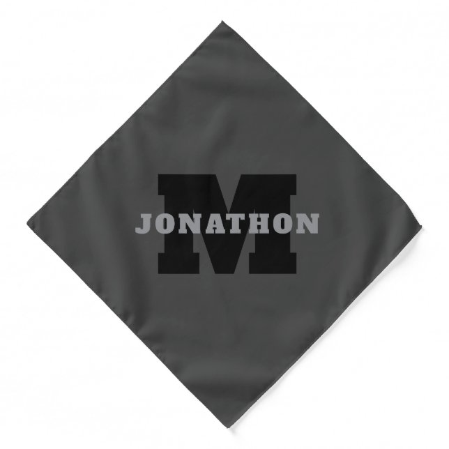 Your Name or Business Name | Modern Masculine Grey Bandana (Front)