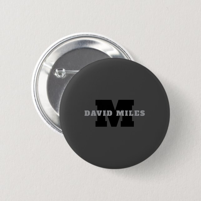 Your Name or Business Name | Modern Masculine Grey Button (Front & Back)
