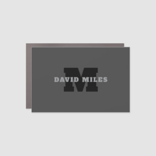 Your Name or Business Name Modern Masculine Grey Car Magnet