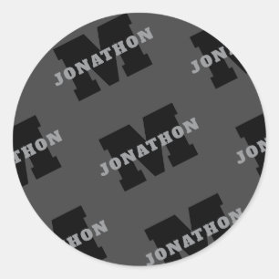 Your Name or Business Name Modern Masculine Grey Classic Round Sticker