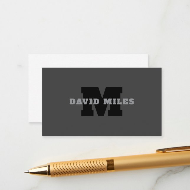Your Name or Business Name | Modern Masculine Grey Enclosure Card (Front/Back In Situ)