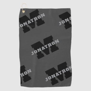 Your Name or Business Name Modern Masculine Grey Golf Towel