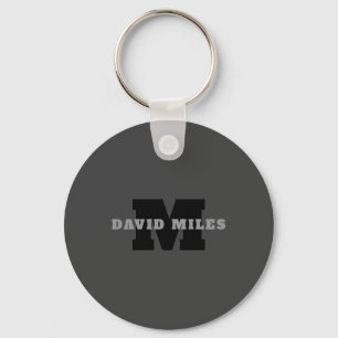 Your Name or Business Name Modern Masculine Grey Keychain