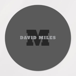 Your Name or Business Name Modern Masculine Grey Labels