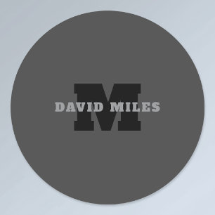 Your Name or Business Name Modern Masculine Grey Labels