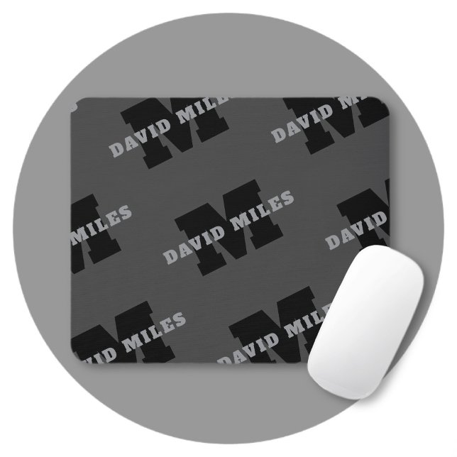 Your Name or Business Name | Modern Masculine Grey Mouse Pad (Creator Uploaded)