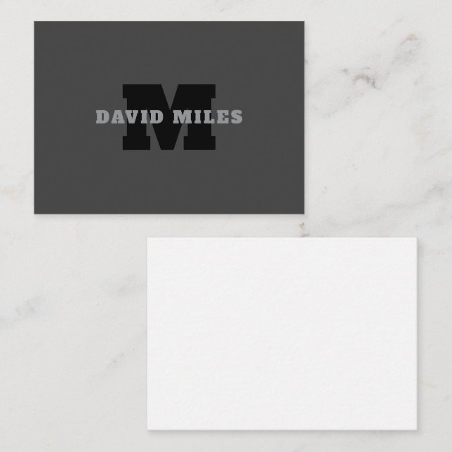 Your Name or Business Name | Modern Masculine Grey Note Card (Front/Back)