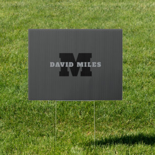 Your Name or Business Name Modern Masculine Grey Sign