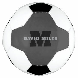Your Name or Business Name Modern Masculine Grey Soccer Ball