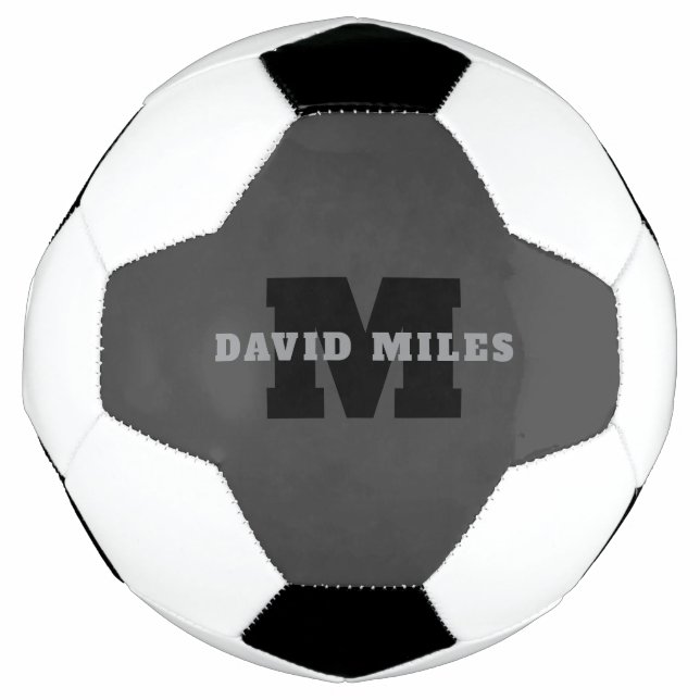 Your Name or Business Name | Modern Masculine Grey Soccer Ball (Front)