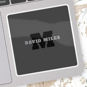 Your Name or Business Name Modern Masculine Grey Sticker
