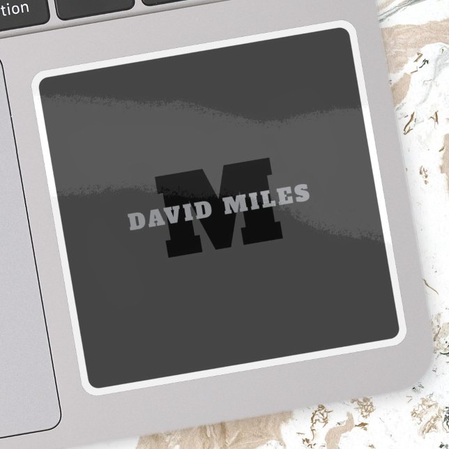 Your Name or Business Name | Modern Masculine Grey Sticker (Creator Uploaded)