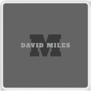 Your Name or Business Name Modern Masculine Grey Sticker