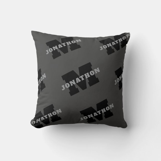 Your Name or Business Name | Modern Masculine Grey Throw Pillow (Front)