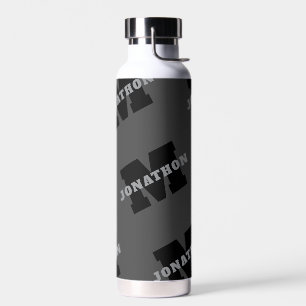 Your Name or Business Name Modern Masculine Grey Water Bottle