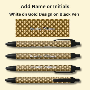 Your Name or Initials on Gold Abstract Pen