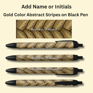 Your Name or Initials on Gold Abstract Stripes Pen