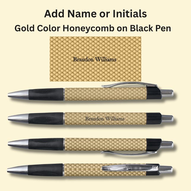 Your Name or Initials on Gold Honeycomb Pen (Creator Uploaded)