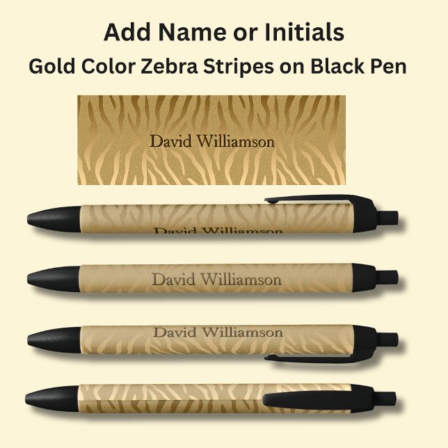 Your Name or Initials on Gold Zebra Stripes Pen (Creator Uploaded)
