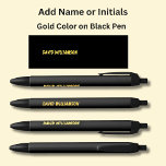 Your Name or Initials Orange Gold Letters on Black Pen<br><div class="desc">Add the Name or Initials you want on this black pen - Change to your own details. See my store for lots more great Pens</div>