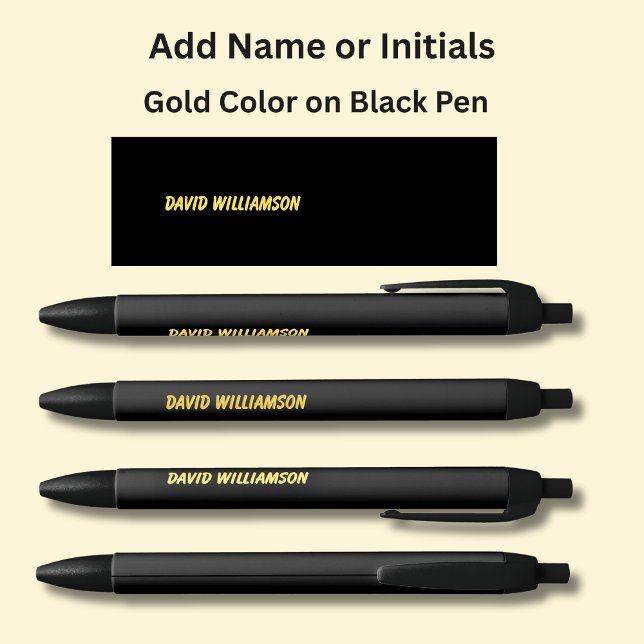 Your Name or Initials Orange Gold Letters on Black Pen (Creator Uploaded)