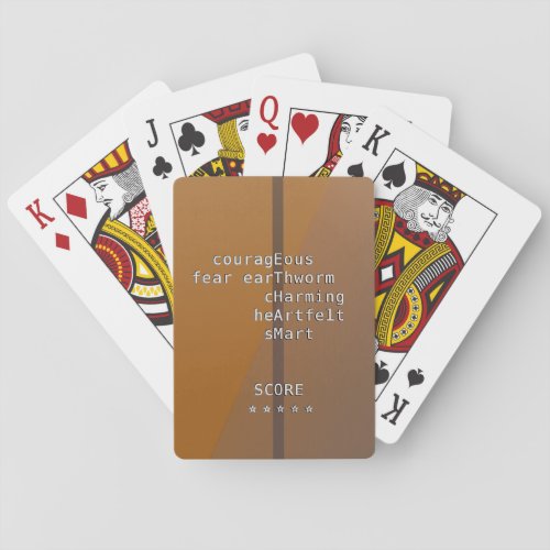 Your name or message with Crosswords Over brown Poker Cards