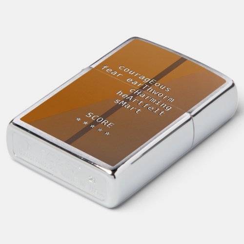 Your name or message with Crosswords Over brown  Zippo Lighter