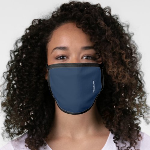 Your Name or Monogram  Solid Navy Face Mask
